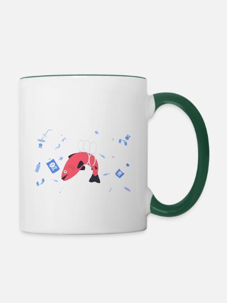 Kunststoffstopp - Tasse zweifarbig - Weiß/Dunkelgrün