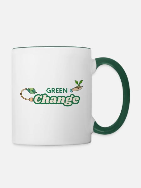Green Change - Tasse zweifarbig - Weiß/Dunkelgrün