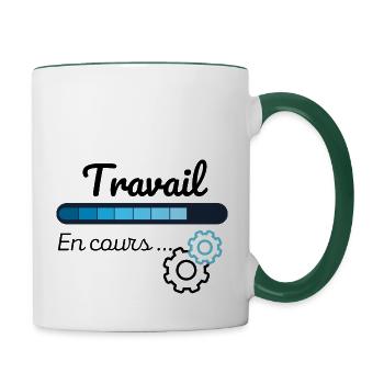 Travail en cours - Mug contrasté - blanc/vert foncé - Droite