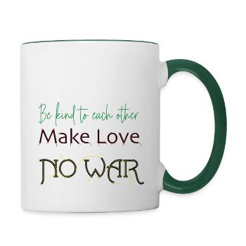 Soyez gentils les uns avec les autres! - Mug contrasté - blanc/vert foncé - Droite