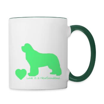 Love is a Newfoundland 009 - Tasse zweifarbig - Weiß/Dunkelgrün - Rechts