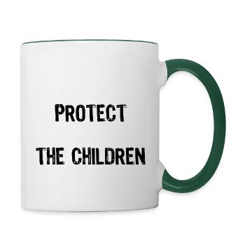 PROTECT THE CHILDREN individualisierbar - Tasse zweifarbig - Weiß/Dunkelgrün - Rechts