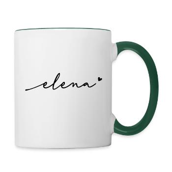Elena Cursive Name - Contrasting Mug - white/dark green - Right