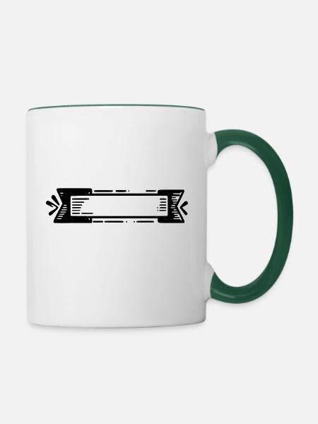 Banner Schild - Tasse zweifarbig - Weiß/Dunkelgrün