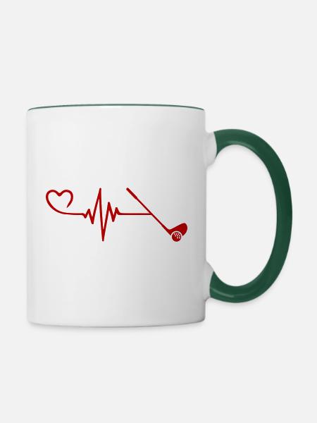 Golf Herz Puls Herzschlag - Tasse zweifarbig - Weiß/Dunkelgrün