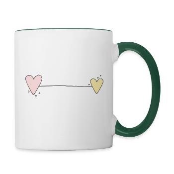 Herz Linie Horizontal - Tasse zweifarbig - Weiß/Dunkelgrün - Rechts