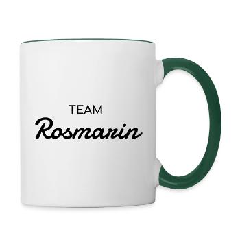 Team Rosmarin - Kräuter Liebhaber - Tasse zweifarbig - Weiß/Dunkelgrün - Rechts