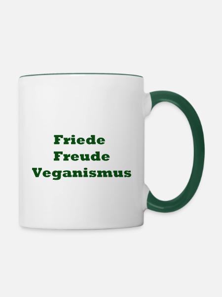 Veganismus - Tasse zweifarbig - Weiß/Dunkelgrün