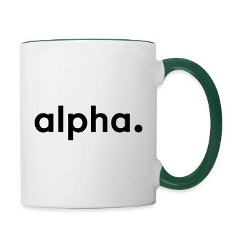 Stromberg Firmenschriftzug von Alpha - Tasse zweifarbig - Weiß/Dunkelgrün - Rechts