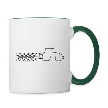 Traktor mit Pflug Acker Landwirtschaft - Tasse zweifarbig - Weiß/Dunkelgrün - Rechts