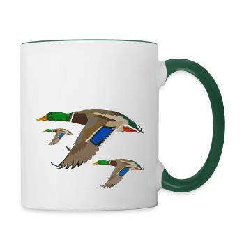 Canard Canard Colvert pas seulement pour les chasseurs - Mug contrasté - blanc/vert foncé - Droite