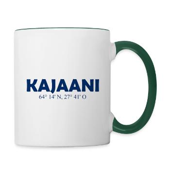 Kajaani - Finlande - Coordonnées Longitude Latitude - Mug contrasté - blanc/vert foncé - Droite