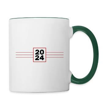 2024 Jahr - Tasse zweifarbig - Weiß/Dunkelgrün - Rechts