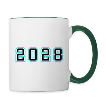2028 Jahr Geburtstag - Tasse zweifarbig - Weiß/Dunkelgrün - Rechts