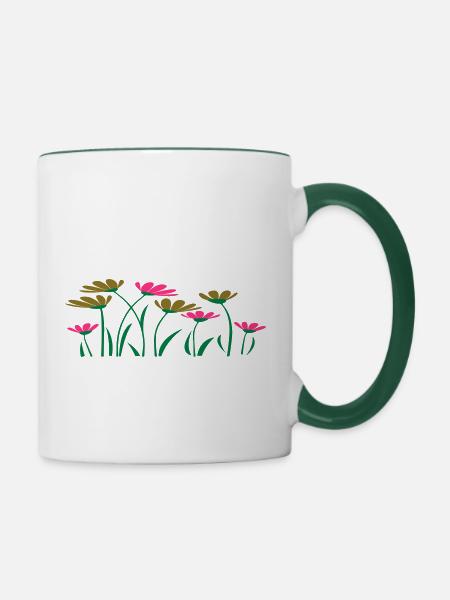 Blumenwiese - Tasse zweifarbig - Weiß/Dunkelgrün