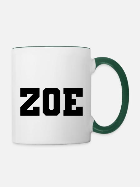 Name - Zoe - Tasse zweifarbig - Weiß/Dunkelgrün