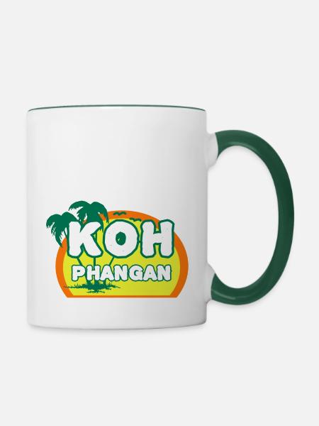 Koh Phangan - Tasse zweifarbig - Weiß/Dunkelgrün