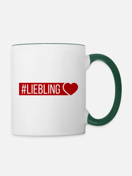 Liebling Herz - Tasse zweifarbig - Weiß/Dunkelgrün