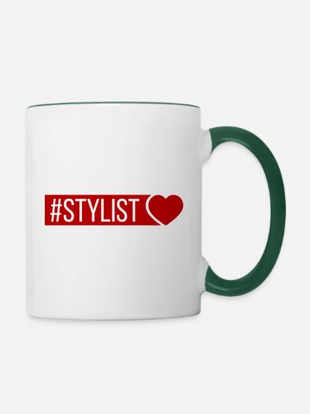 Stylist Herz - Tasse zweifarbig - Weiß/Dunkelgrün