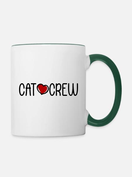 Cat Crew - Tasse zweifarbig - Weiß/Dunkelgrün