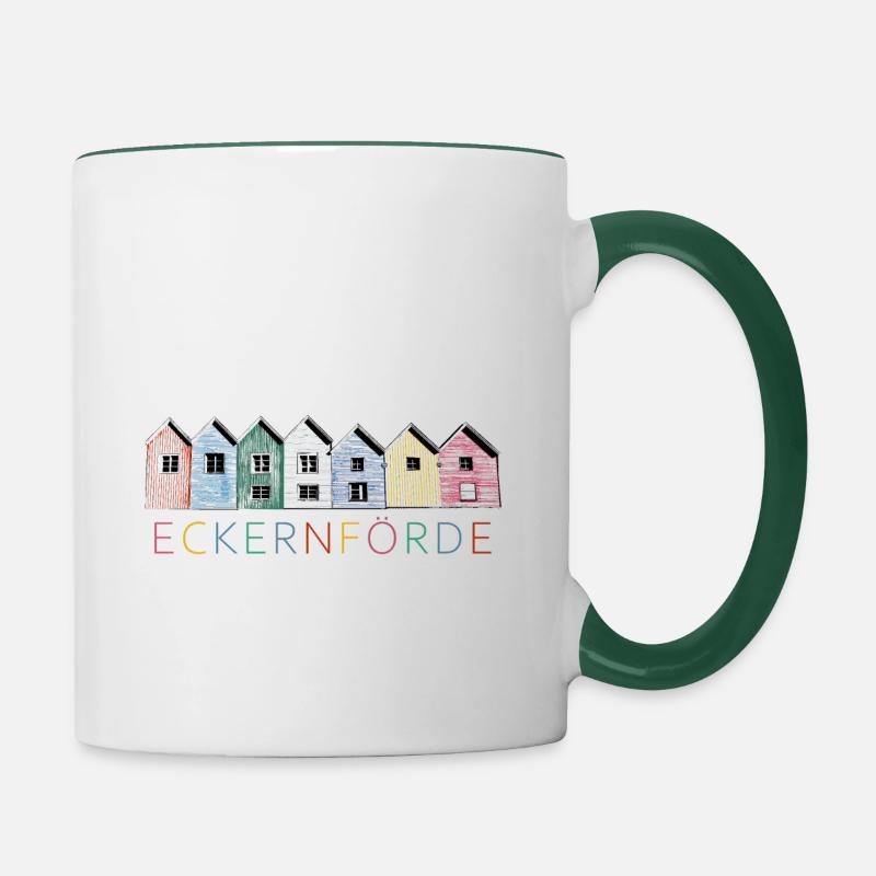 Hafen Eckernförde - Tasse zweifarbig - Weiß/Dunkelgrün