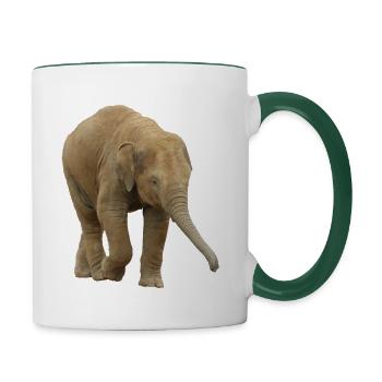 Baby Indischer Elefant. - Tasse zweifarbig - Weiß/Dunkelgrün - Rechts