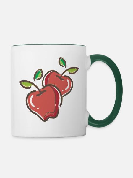 Aepfel - Tasse zweifarbig - Weiß/Dunkelgrün