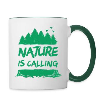 Nature is Calling - Tasse zweifarbig - Weiß/Dunkelgrün - Rechts