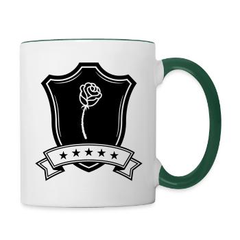 Rose Schild - Tasse zweifarbig - Weiß/Dunkelgrün - Rechts