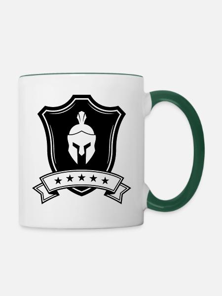 Spartaner Helm wappen - Tasse zweifarbig - Weiß/Dunkelgrün