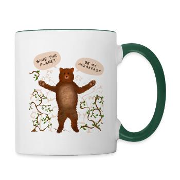 Sauvez la planète... - Mug contrasté - blanc/vert foncé - Droite