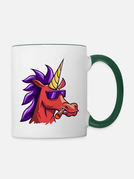 Unicorn - Tasse zweifarbig - Weiß/Dunkelgrün