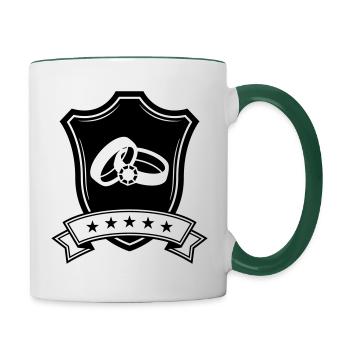 Anneaux de mariage Armoiries de mariage - Mug contrasté - blanc/vert foncé - Droite