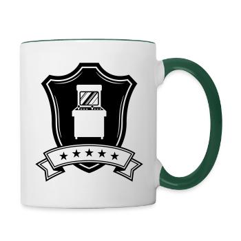 Armoiries Retro Gamer - Mug contrasté - blanc/vert foncé - Droite