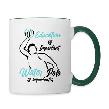 Waterpolospeler waterpolo team coach - Mok tweekleurig - wit/donkergroen - Rechts