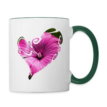 Herzblüte - Tasse zweifarbig - Weiß/Dunkelgrün - Rechts
