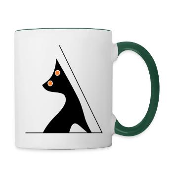 Yeux de chat - Mug contrasté - blanc/vert foncé - Droite