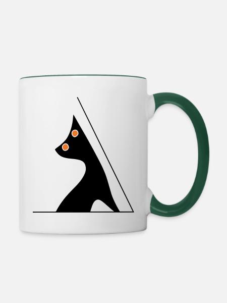 Katzenaugen - Tasse zweifarbig - Weiß/Dunkelgrün