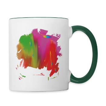 Splashes of color, bright colors - Contrasting Mug - white/dark green - Right