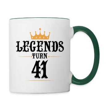 41 Birthday, Legends Turn 41 - Contrasting Mug - white/dark green - Right