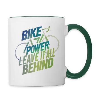 La puissance du vélo - laissez tout derrière vous - Mug contrasté - blanc/vert foncé - Droite