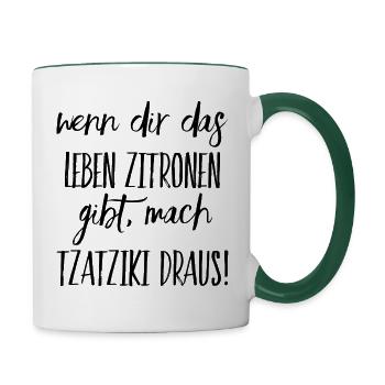 Lustiger Griechischer Spruch Griechenland Geschenk - Tasse zweifarbig - Weiß/Dunkelgrün - Rechts