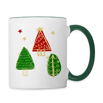 Sapin de Noël - Mug contrasté - blanc/vert foncé - Droite