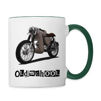 S51 (braun) // Illustration - Tasse zweifarbig - Weiß/Dunkelgrün - Rechts