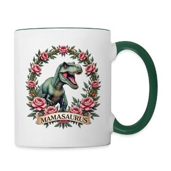 MAMASAURUS Dino Chemise Drôle Cadeau Maman Maman - Mug contrasté - blanc/vert foncé - Droite