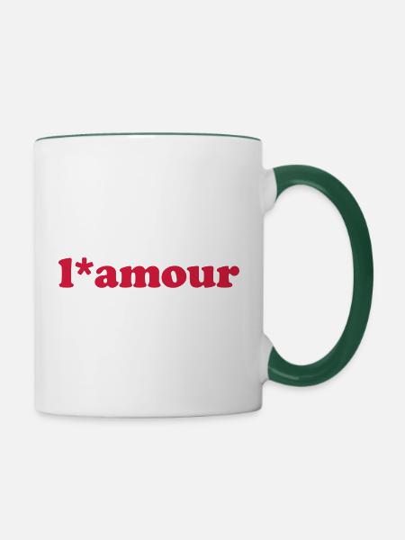 l*amour Typografie - Tasse zweifarbig - Weiß/Dunkelgrün