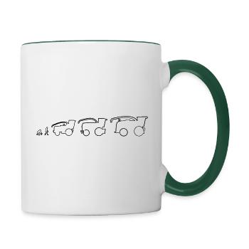 Traktor Häcksler Maschine Landwirtschaft Bauer - Tasse zweifarbig - Weiß/Dunkelgrün - Rechts