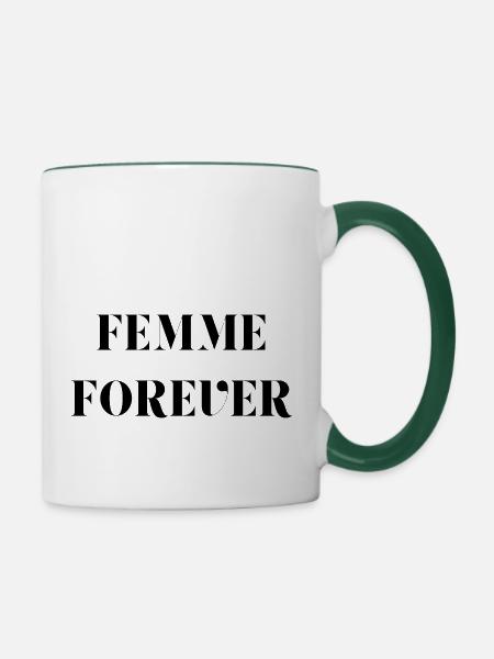 Frau für immer - Tasse zweifarbig - Weiß/Dunkelgrün
