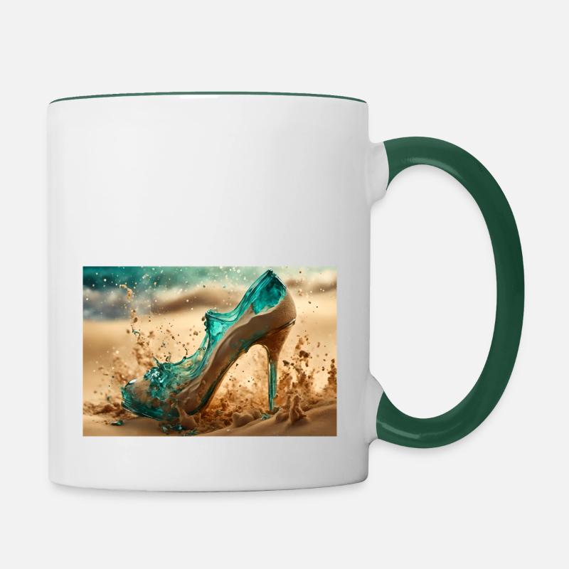 High Heel in the Desert Sand - AI - Contrasting Mug - white/dark green