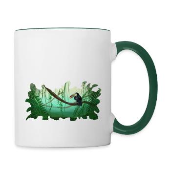 Jungle Toucan Rainforest - Contrasting Mug - white/dark green - Right